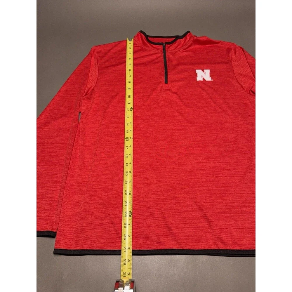 Colosseum Men's Nebraska Corn Huskers N 1/4 Zip Thin Light Jacket Red L Large